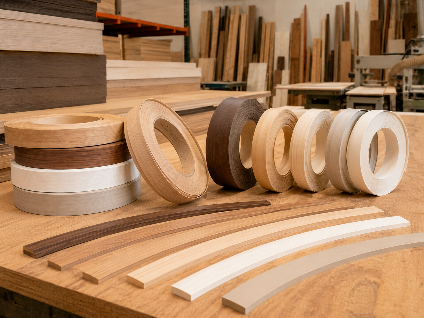 Rollos de cubrecanto PVC y madera