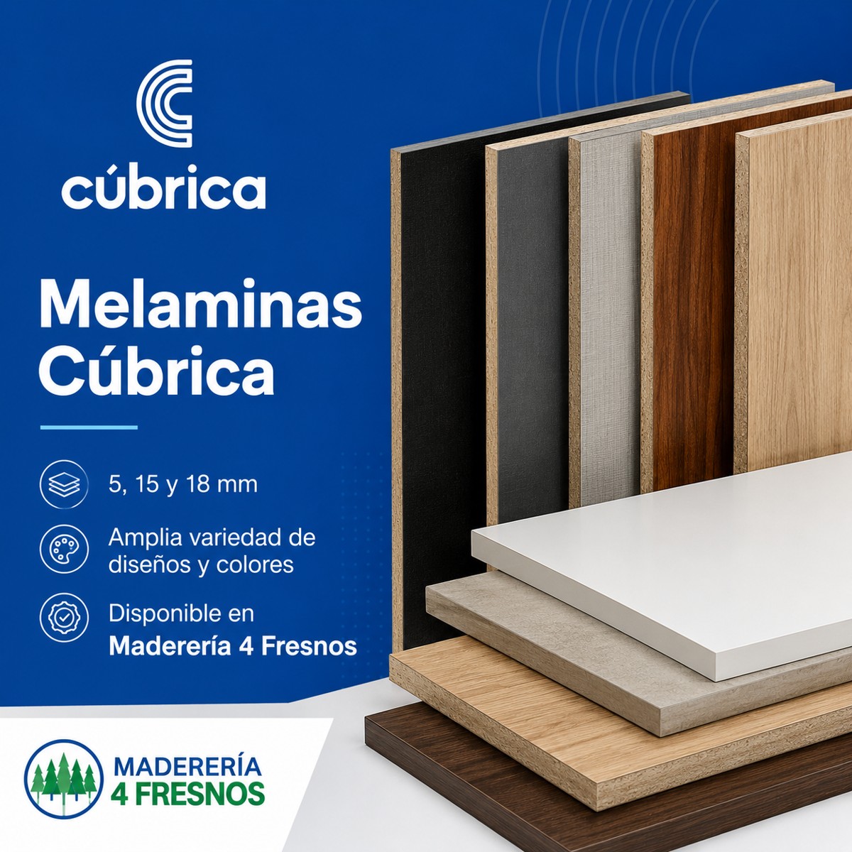 Melaminas Cúbrica en diferentes diseños y colores